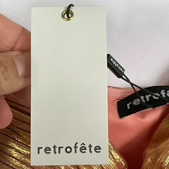 NWT Retrofete Kaiser Dress, in Apricot, size XXS, 95% polyester, 5% spandex - Picture 11 of 16